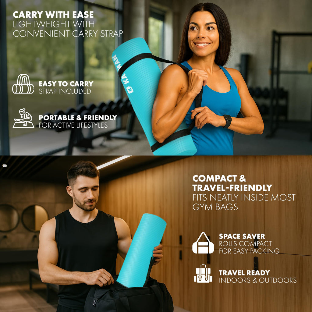 KAYMAN Yoga Mat - Non-Slip Extra Thick 8mm NBR Foam, Exercise Mat, 180x60cm
