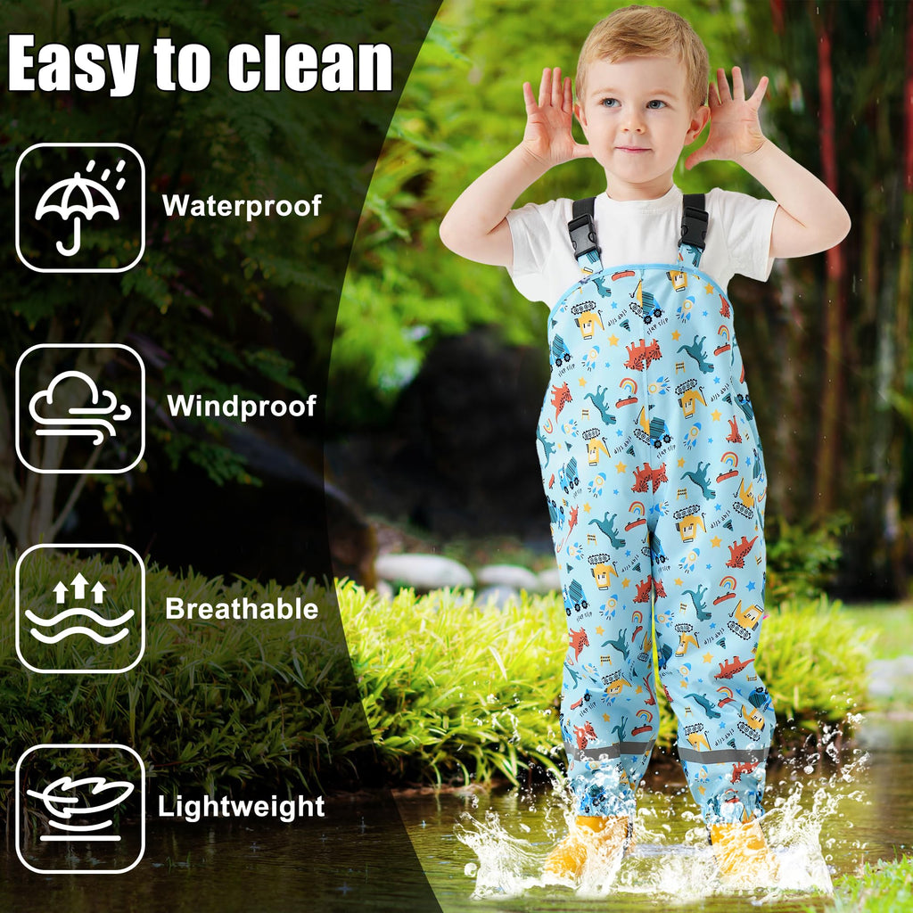 Kids Waterproof Trousers Boys Girls Rain Dungarees, 2-7 Years