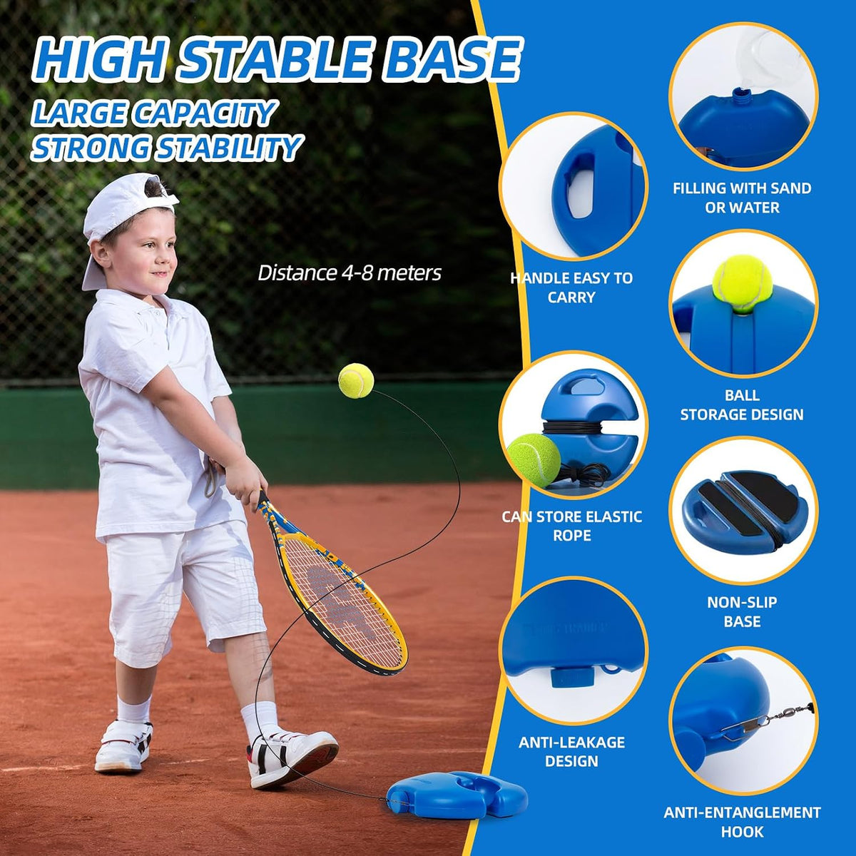 Kids Tennis Rackets 2 Pack with Trainer Rebound Balls, Size 19" & 21" Training Equipment for Parent-child activities, Portable Beginners junior Youth Tennis Practice Kit for Boy Girl
