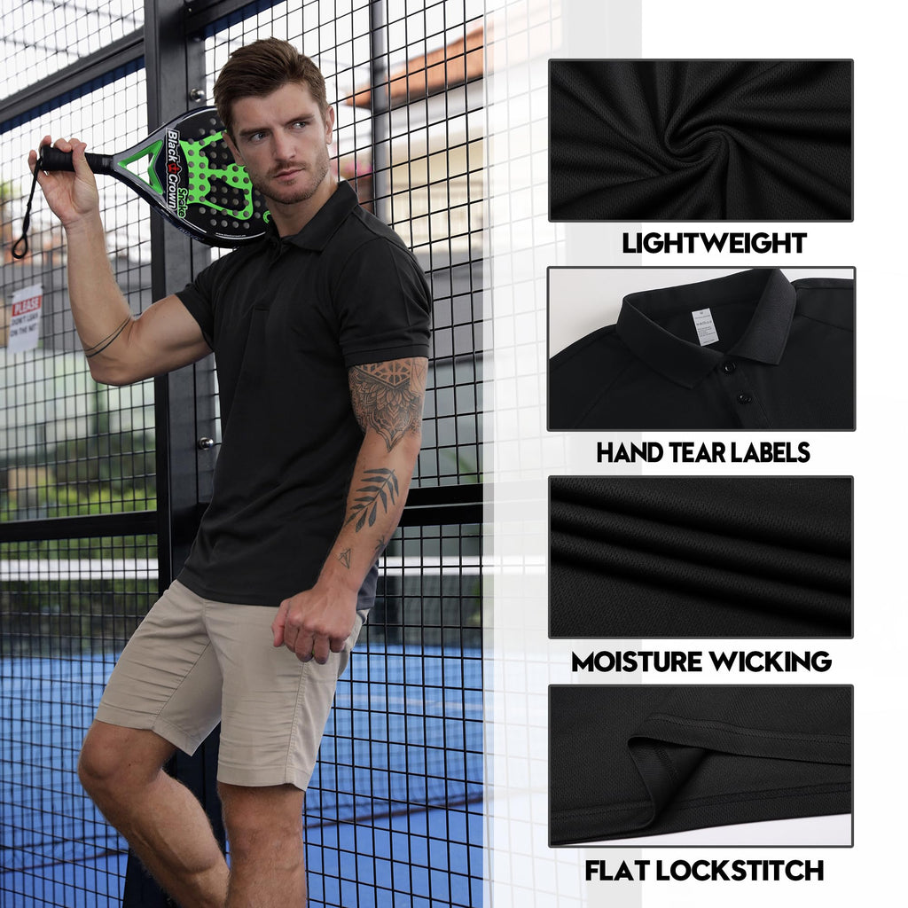 ZENGVEE 1/3/5 Pack Men's Polo Shirts Short Sleeve Quick Dry Breathable Top
