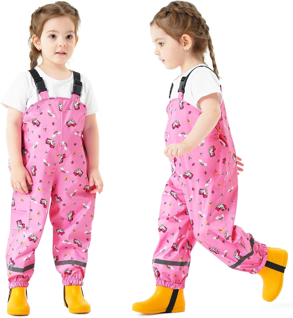 Kids Waterproof Trousers Boys Girls Rain Dungarees, 2-7 Years