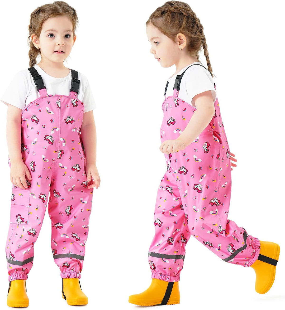Kids Waterproof Trousers Boys Girls Rain Dungarees, 2-7 Years