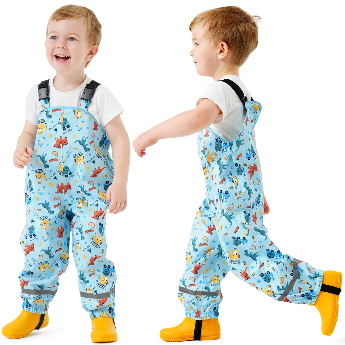 Kids Waterproof Trousers Boys Girls Rain Dungarees, 2-7 Years