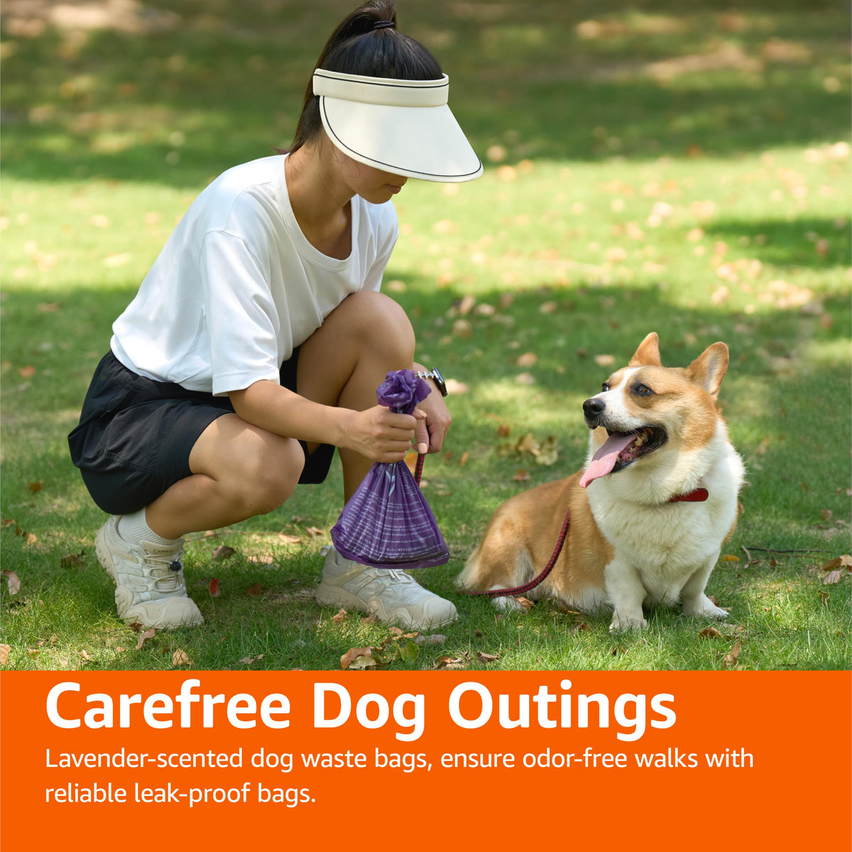 Amazon Basics Dog Poo Bags, Lavender-Scented, 300 Count (20 Rolls of 15)