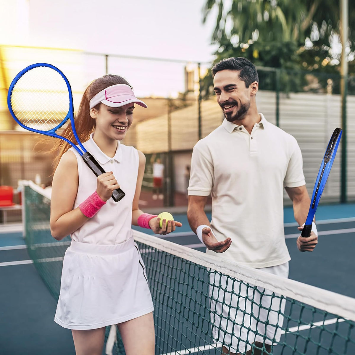 HIRALIY 27" Tennis Rackets Set of 2, 3 Tennis Balls, 2 Tennis Racquets, 2 Overgrip Tapes and 1 Carrying Bag Outdoor Recreational Sport Game