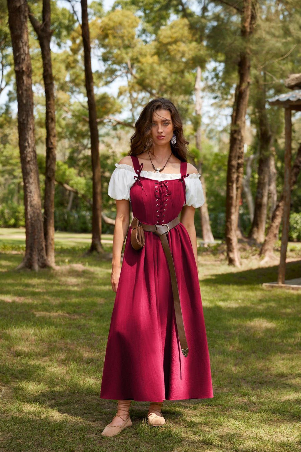 SCARLET DARKNESS Women's Renaissance Corset Dress Sleeveless Lace up A-Line Maxi Dresses
