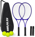 HIRALIY 27" Tennis Rackets Set of 2, 3 Tennis Balls, 2 Tennis Racquets, 2 Overgrip Tapes and 1 Carrying Bag Outdoor Recreational Sport Game