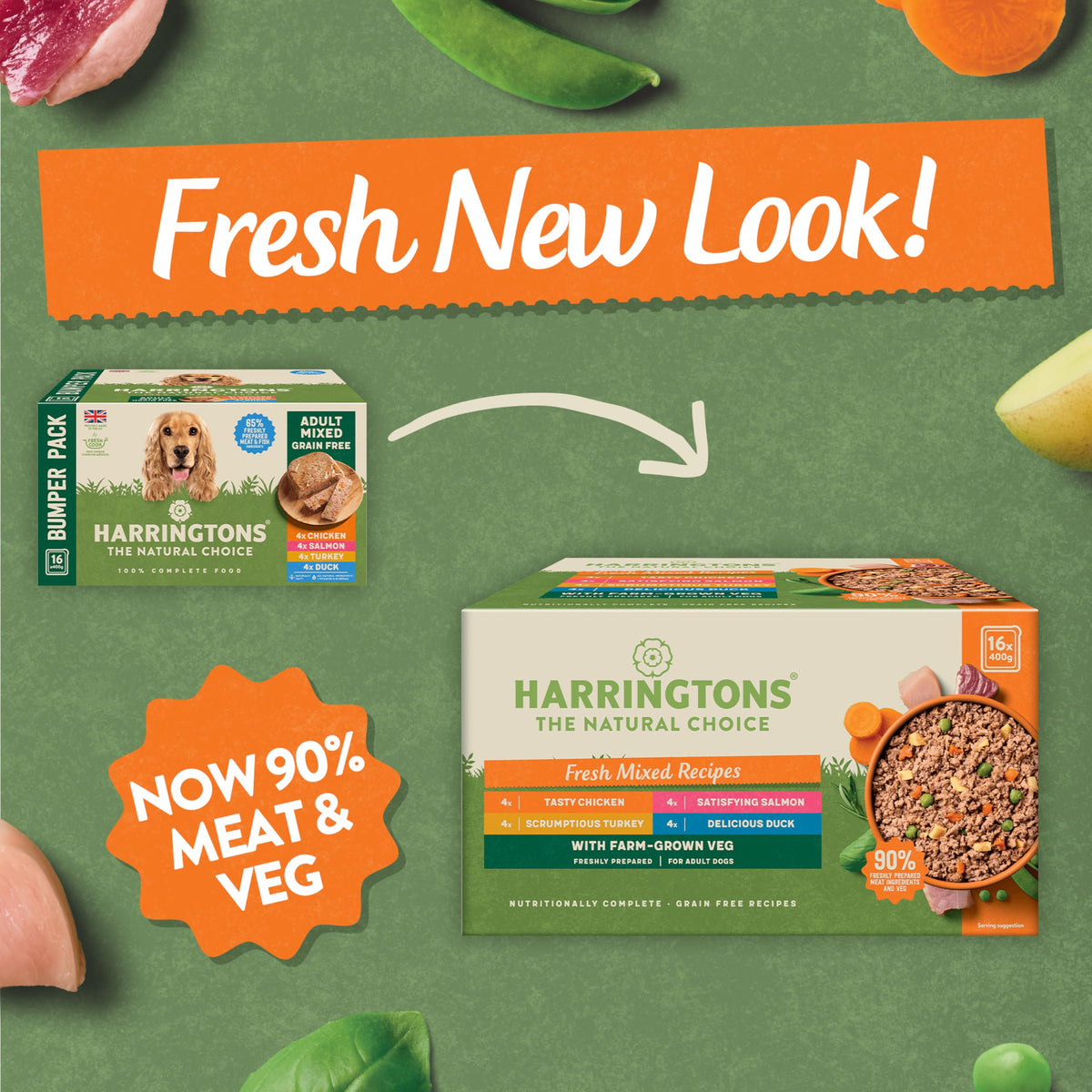 Harringtons Complete Wet Adult Dog Food Trays Meaty Pack 16x400g