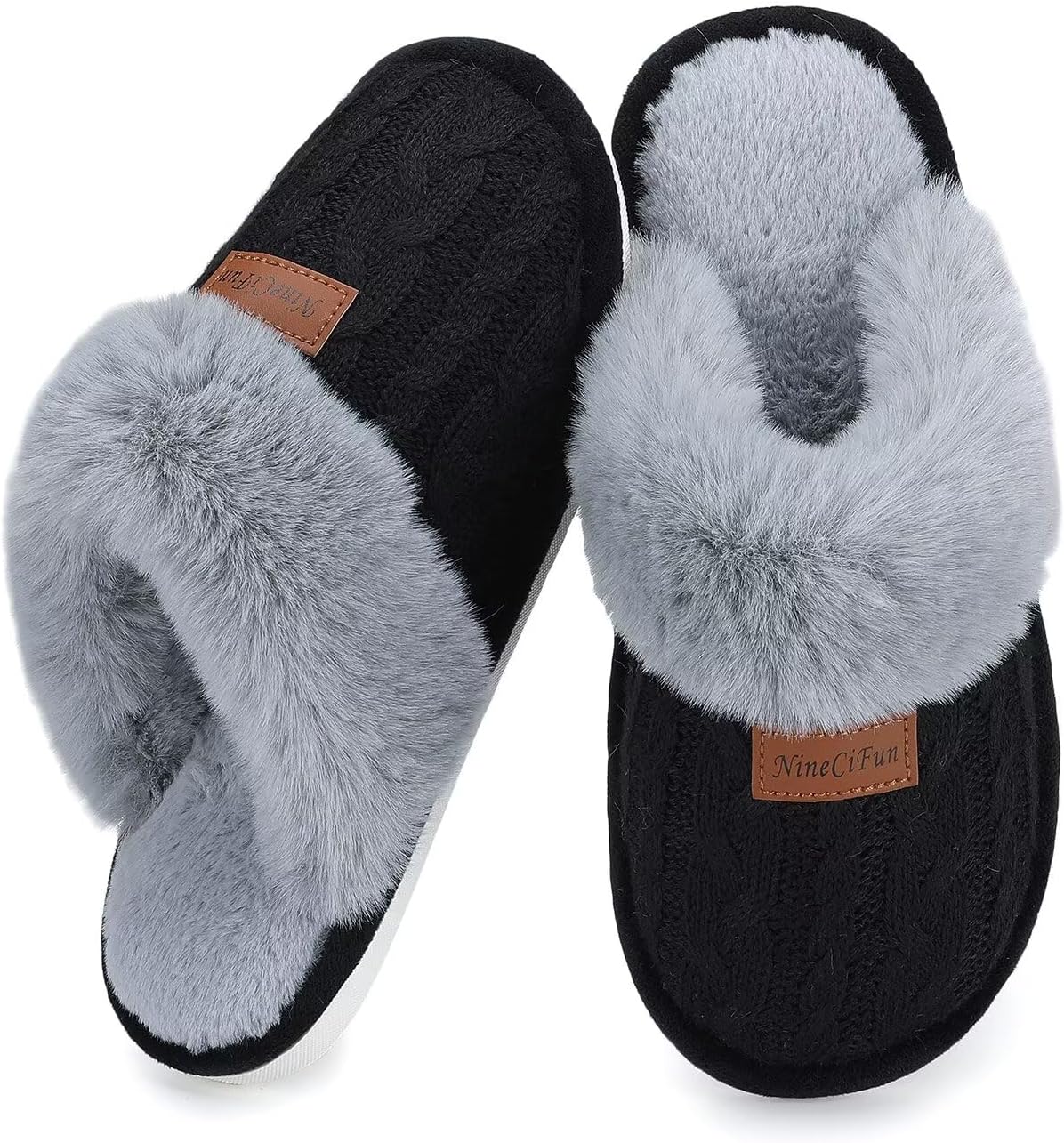 Women's Fuzzy Memory Foam Cozy House Slippers with Soft Faux Fur Lining