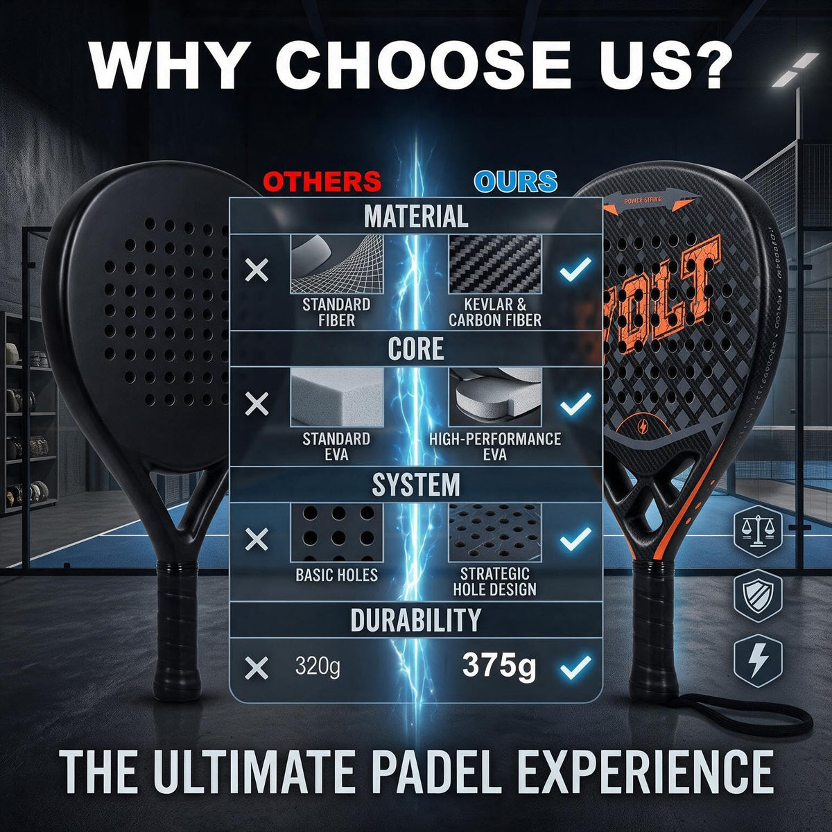 Crystals Padel Racket Carbon Fibre Surface EVA Foam Core with Carry Bag