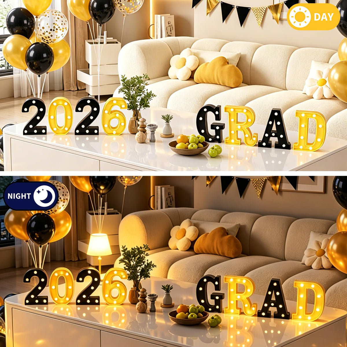 3 Pack 6.5 In Halloween Cute BOO Pumpkin Ghost Light up Letters Sign