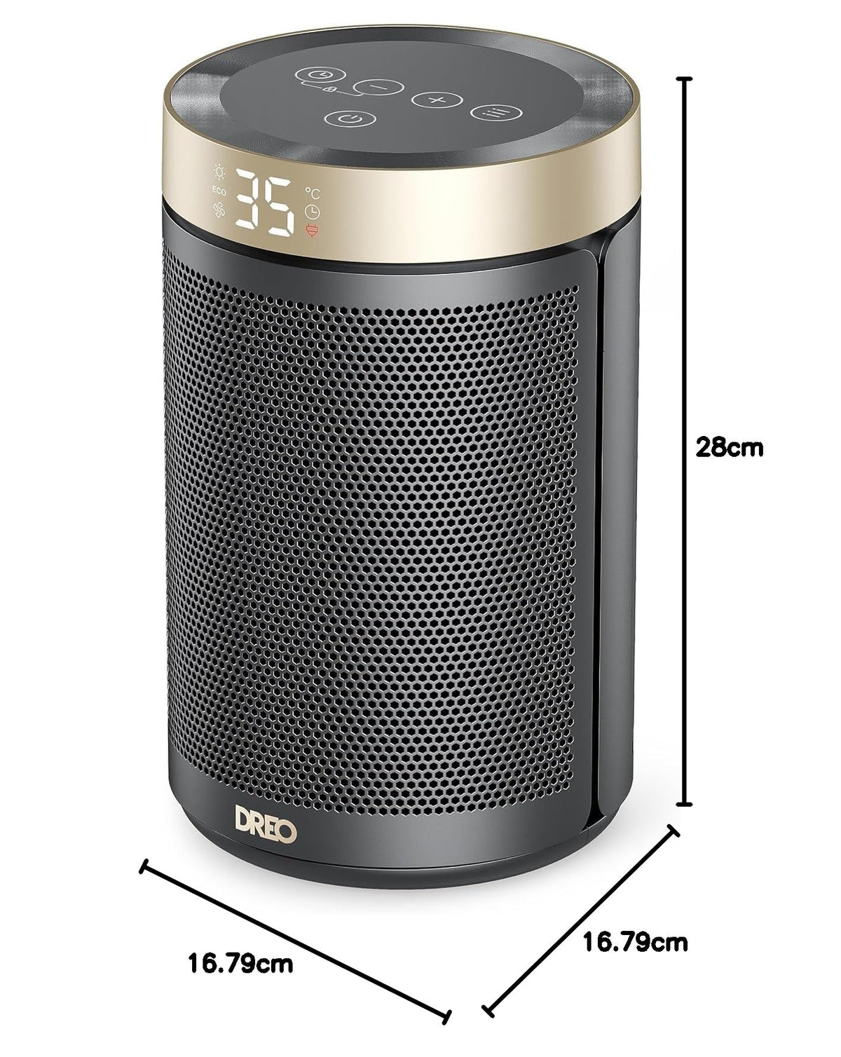Dreo Electric Heater, 1500W Energy Efficient Space Silent Room Heater, Portable Ceramic Fan Heaters, Thermostat 3 Modes 12H Timer, Overheat & Tip Over Protection, for Bedroom, Atom 316, Silver