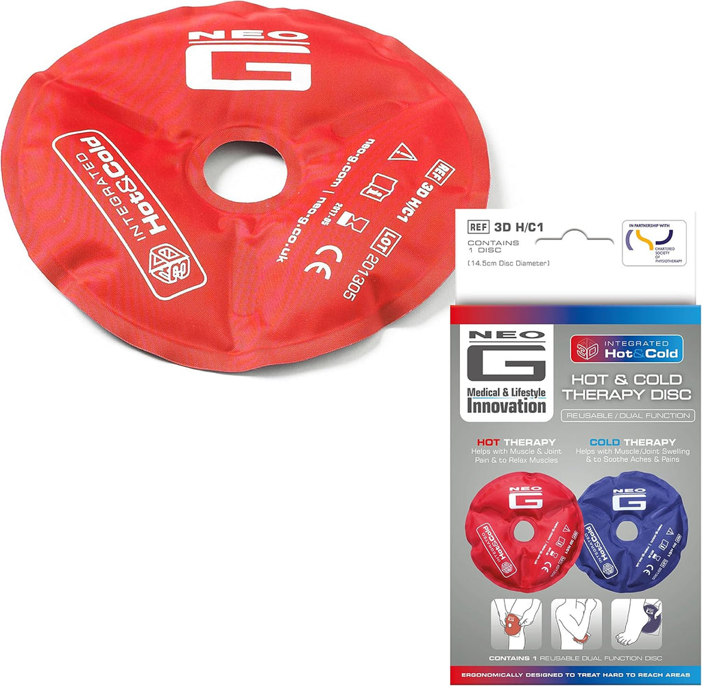 Neo G Hot and Cold Therapy Disc – Reusable Heat Pack Ice Pack for Injuries, Muscle Inflammation, Joint Pain, Swelling, Sprains – Flexible & Dual Function - Class 1 Medical Device - 1 Disc - Blue/Red