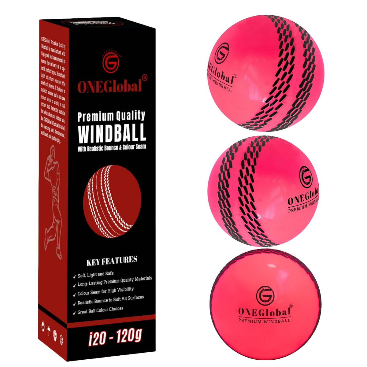 Premium Windball Soft Cricket Ball with Colour Seam | Wind Ball for Outdoor & Indoor Practice, Coaching, Garden & Beach Games