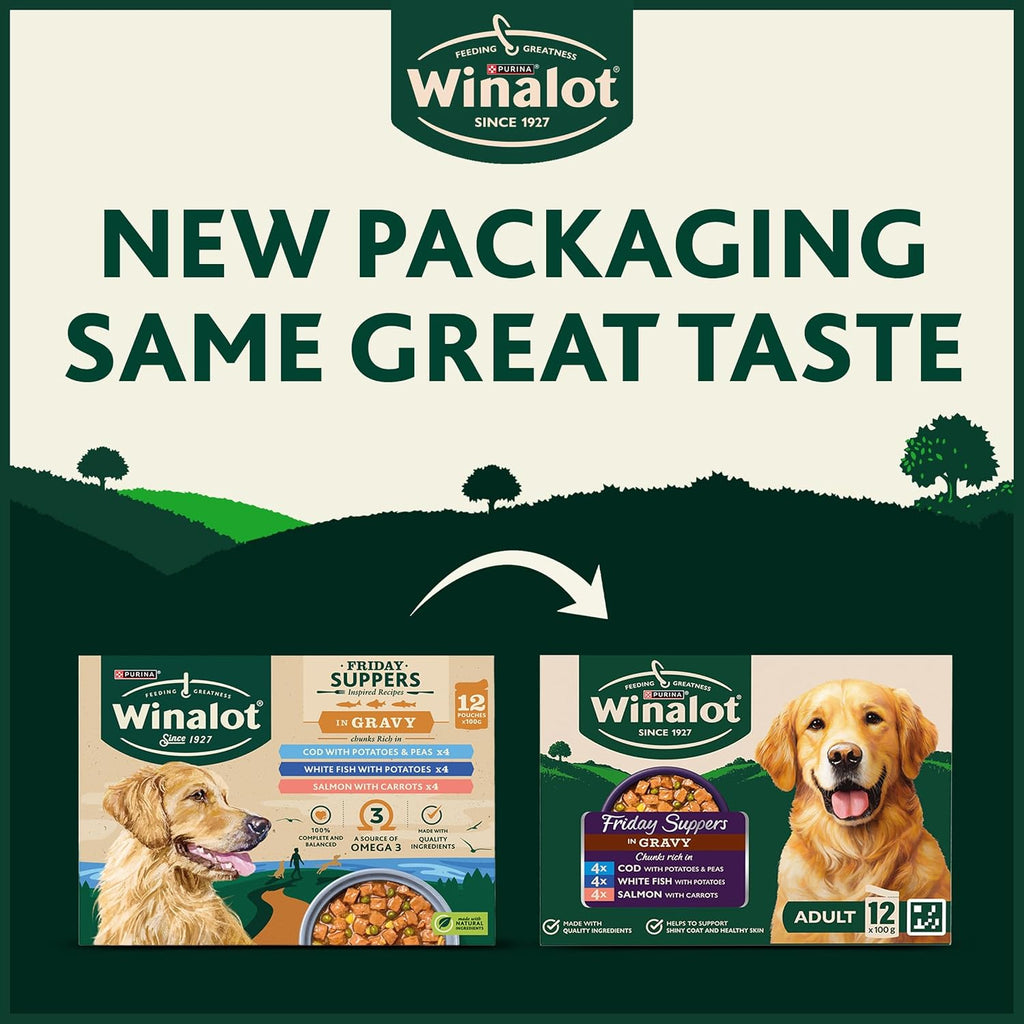 WINALOT Sunday Dinner Mixed in Gravy Wet Dog Food Pouches 40x100g