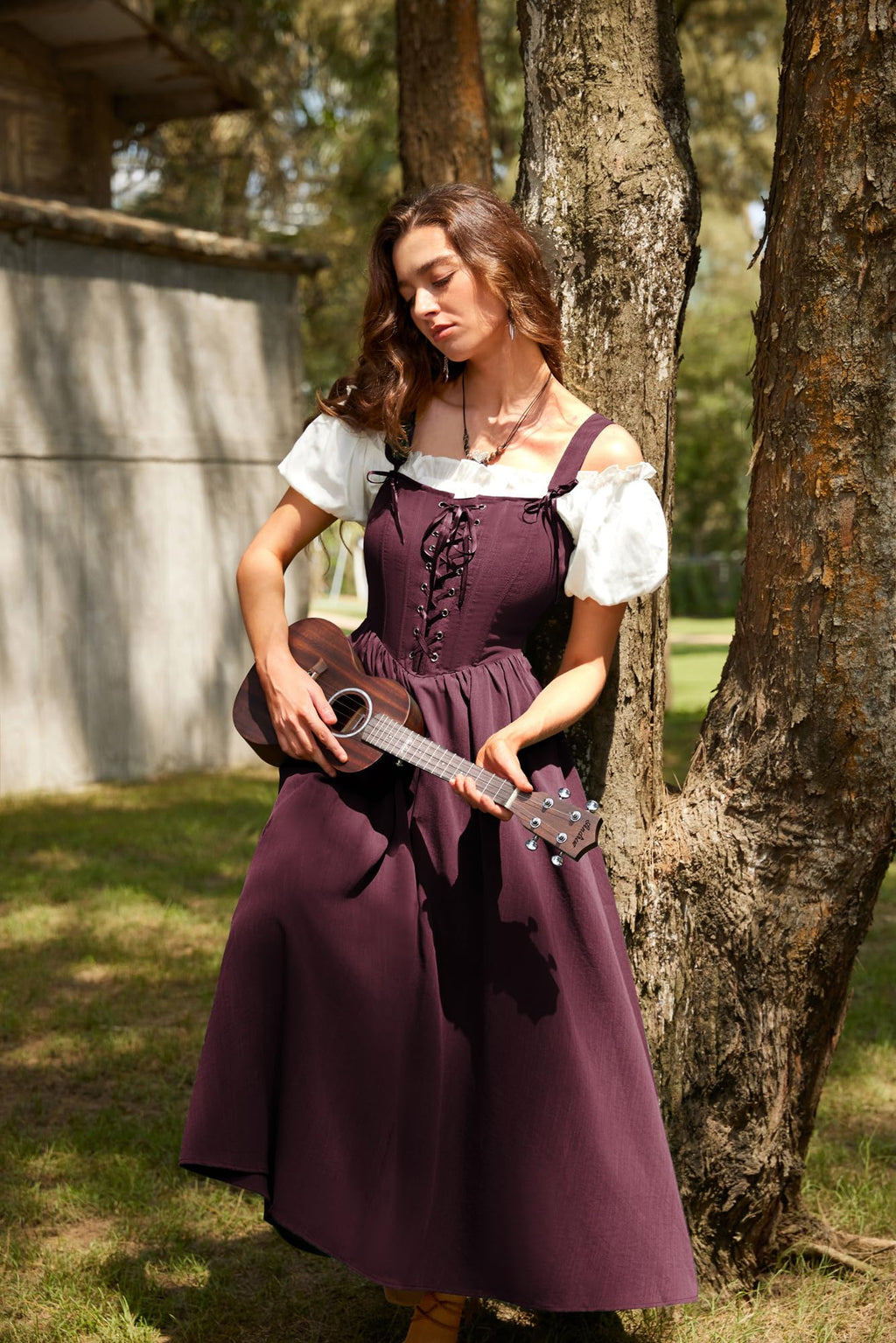 SCARLET DARKNESS Women's Renaissance Corset Dress Sleeveless Lace up A-Line Maxi Dresses