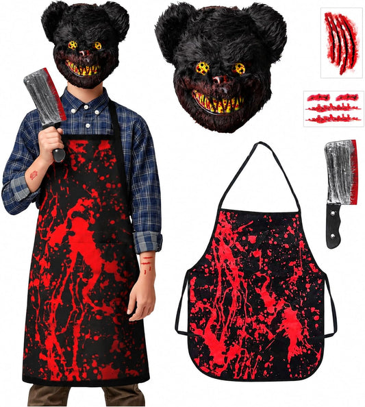 5 pcs Killer Bear Halloween Costumes - Boys Ages 5-12 One Size Fits All - 2026 Trending Fancy Dress - UK Based Brand