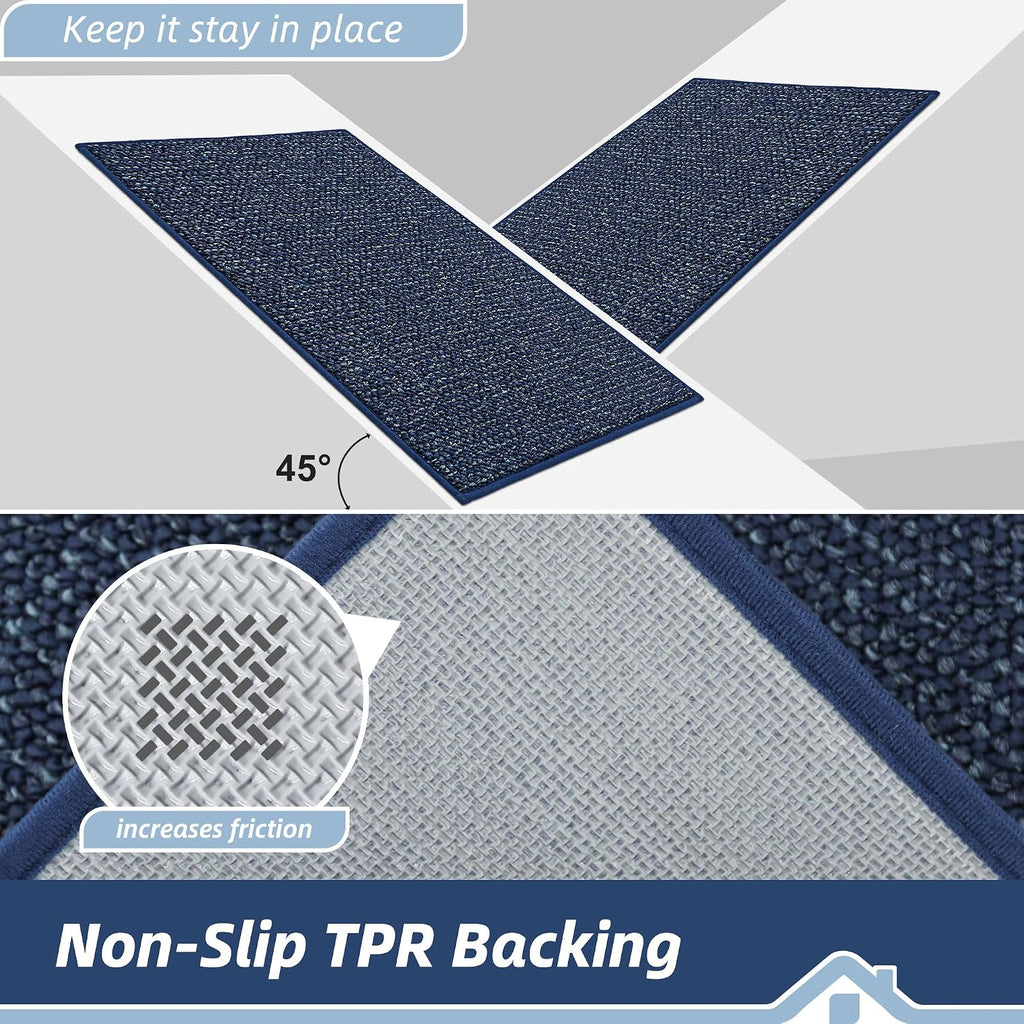 Indoor Doormat 90x150cm Dirt Trapper Non Slip Large Blue Door Mat BEQHAUSE Carpet