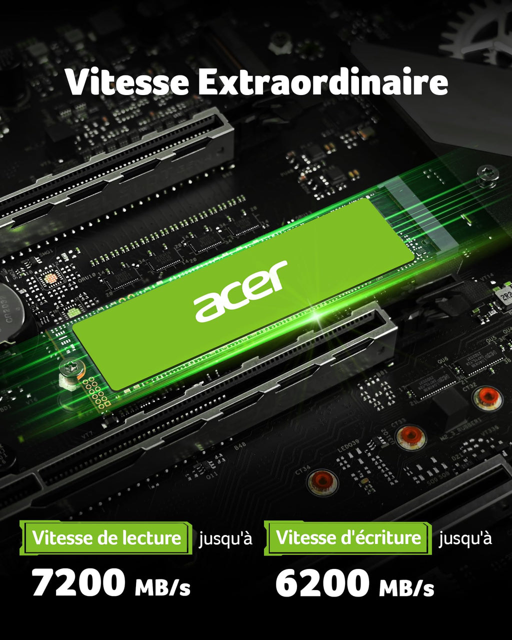 Acer FA100 M.2 2280 SSD 512GB: PCIe 3.0 NVMe with HMB & SLC Cache, Up to 3500 MB/s Read Speed, PC Internal Solid State Drive for Laptop & Desktop Upgrade