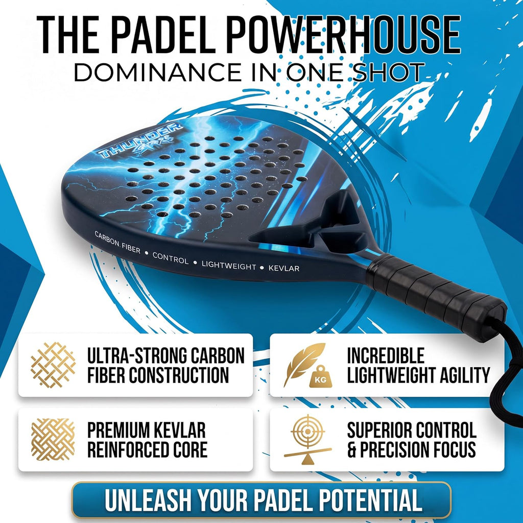 Crystals Padel Racket Carbon Fibre Surface EVA Foam Core with Carry Bag
