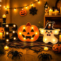 3 Pack 6.5 In Halloween Cute BOO Pumpkin Ghost Light up Letters Sign