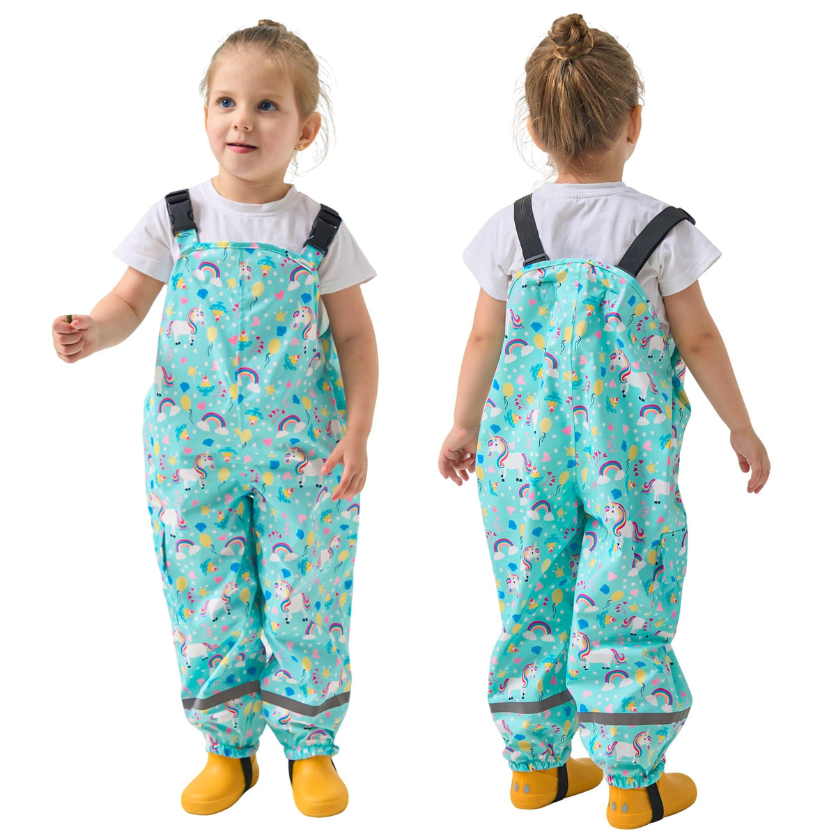 Kids Waterproof Trousers Boys Girls Rain Dungarees, 2-7 Years