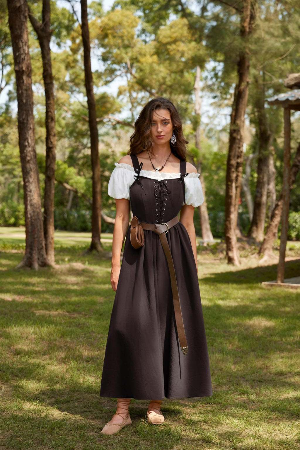 SCARLET DARKNESS Women's Renaissance Corset Dress Sleeveless Lace up A-Line Maxi Dresses