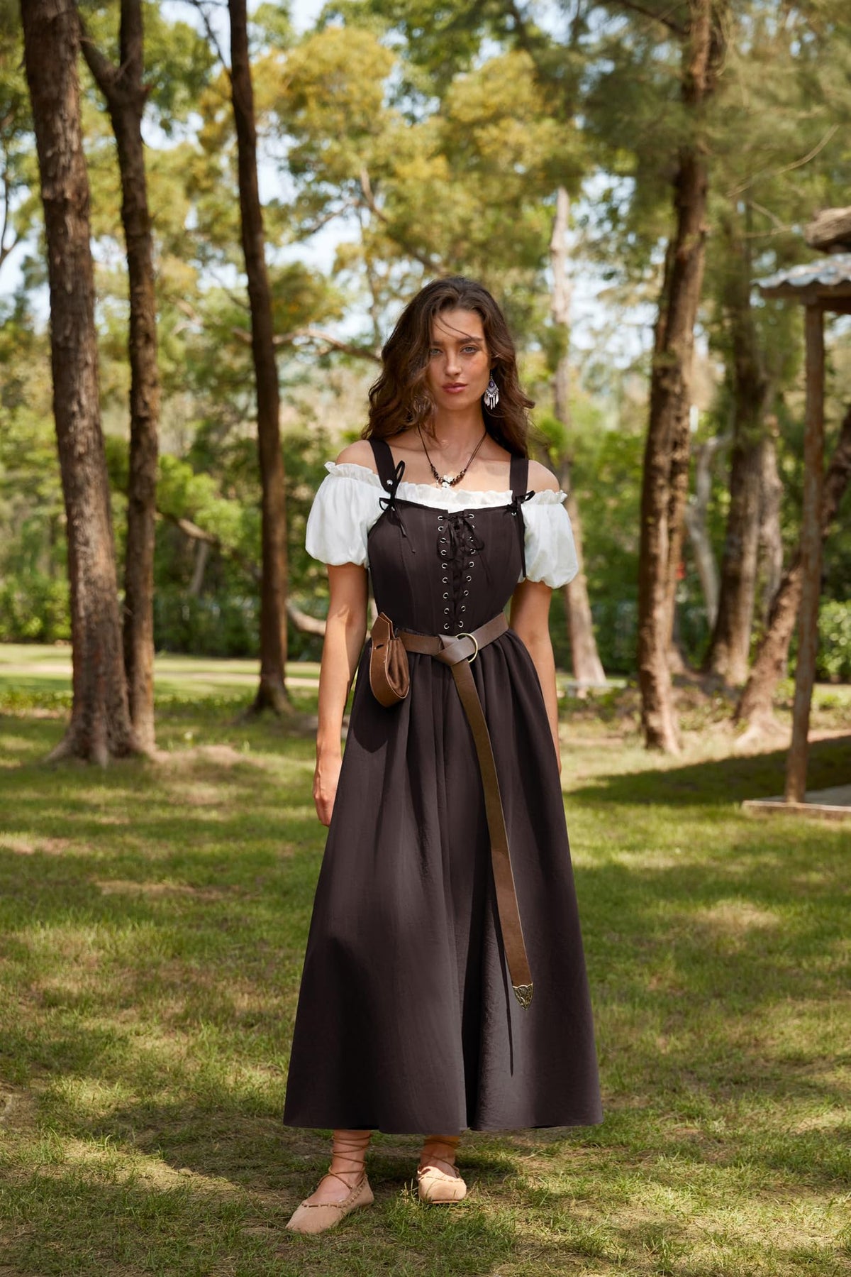 SCARLET DARKNESS Women's Renaissance Corset Dress Sleeveless Lace up A-Line Maxi Dresses