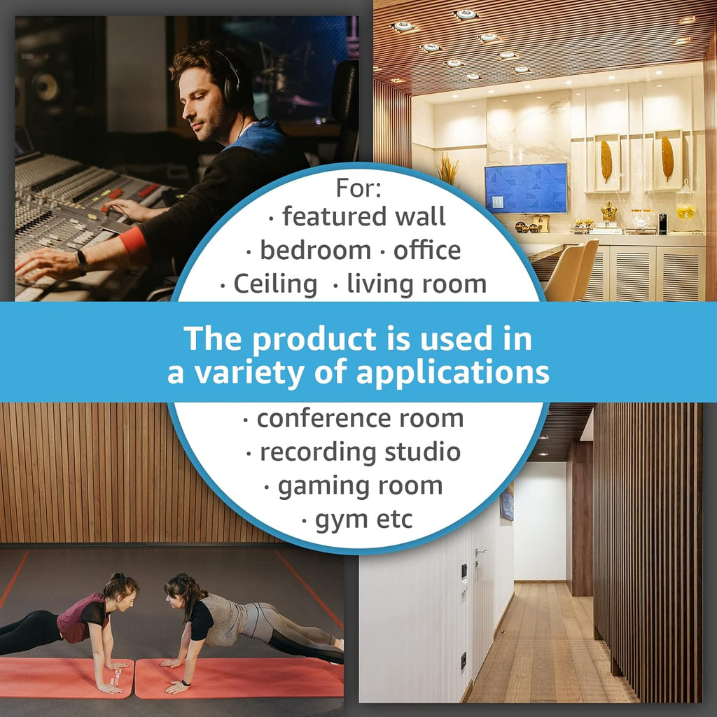 Acoustic Wall Panels 3D Slat Wood 2 Pack 120 x 60cm Cherry Sound Absorbing Art3d