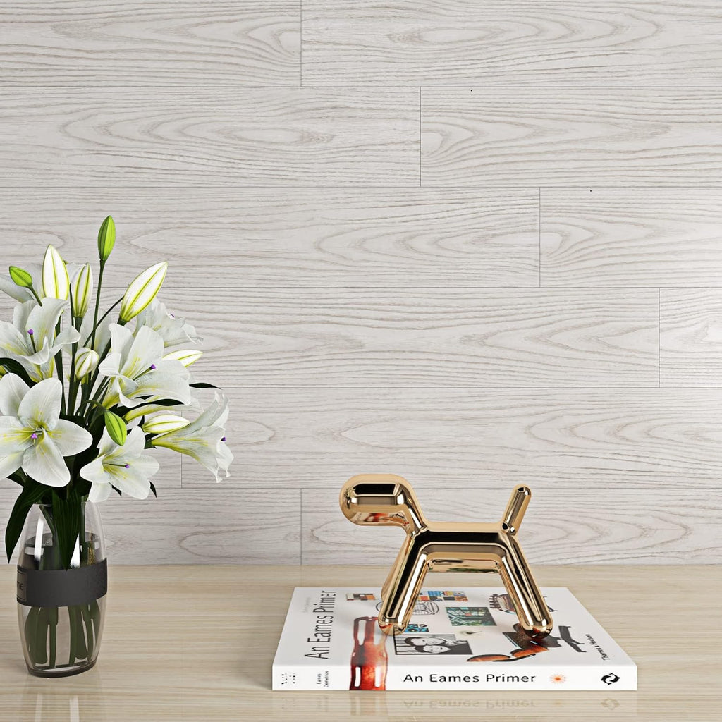 Peel Stick Floor Tiles 90x15cm White Wood Effect 32 Pack Waterproof Livelynine