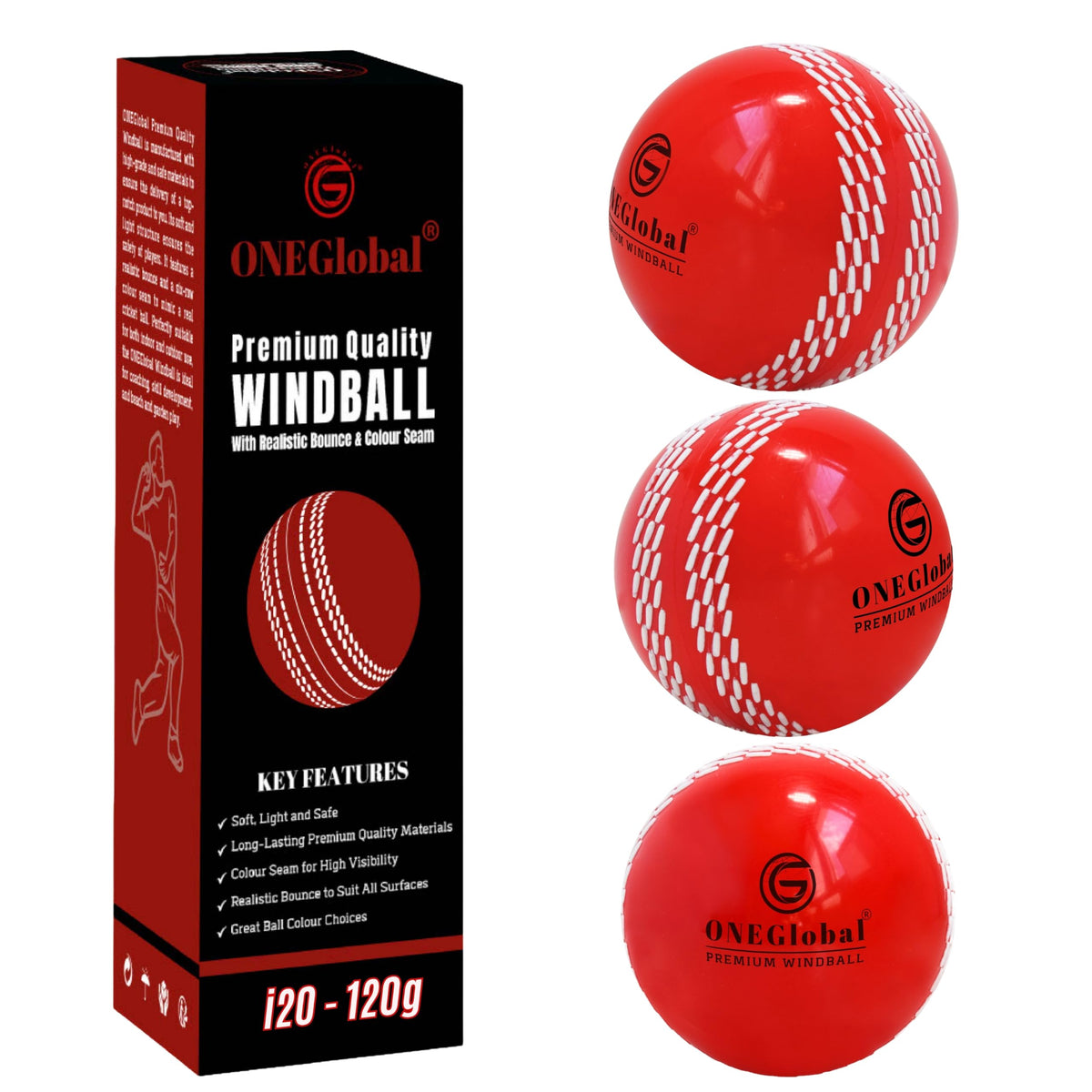 Premium Windball Soft Cricket Ball with Colour Seam | Wind Ball for Outdoor & Indoor Practice, Coaching, Garden & Beach Games