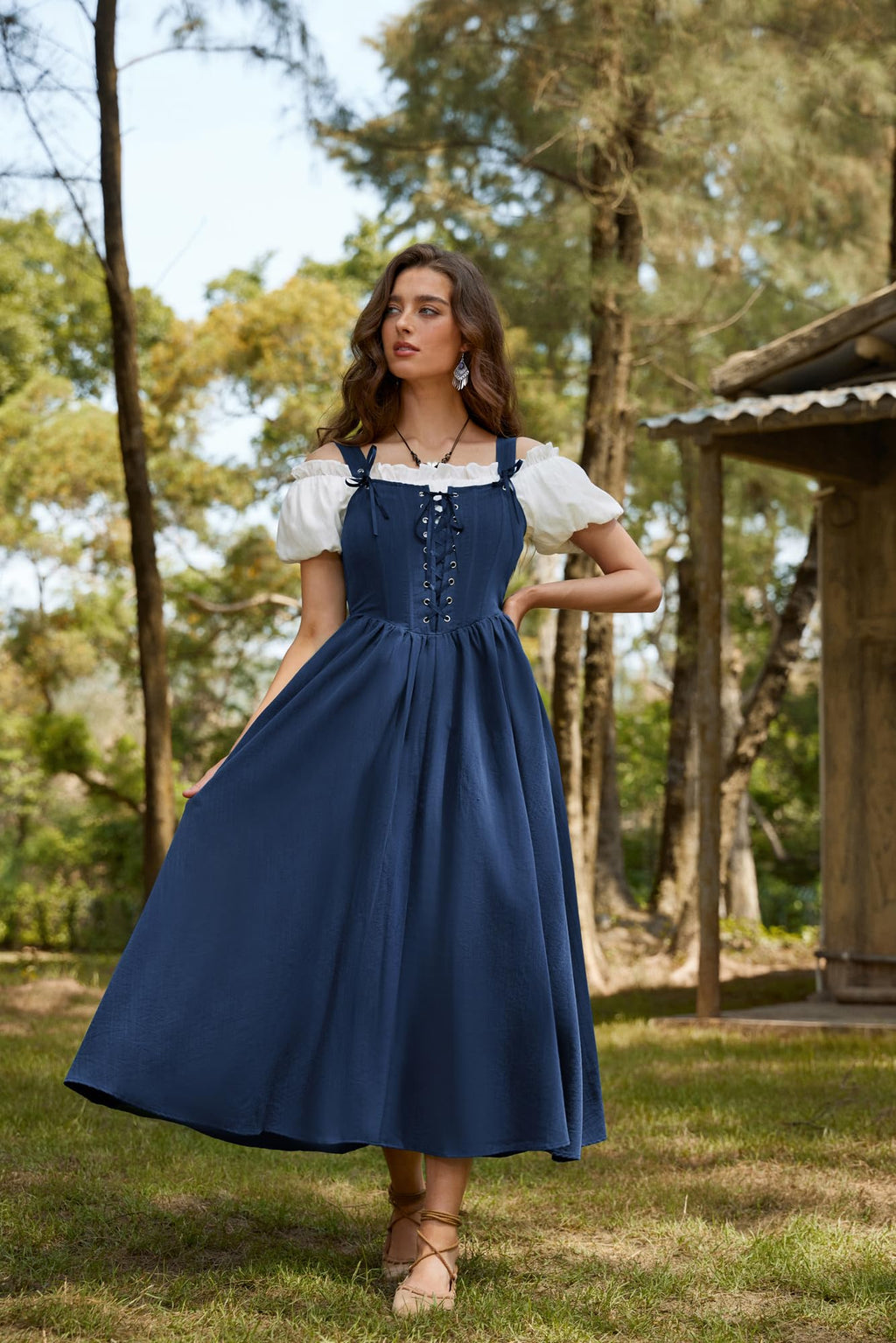 SCARLET DARKNESS Women's Renaissance Corset Dress Sleeveless Lace up A-Line Maxi Dresses