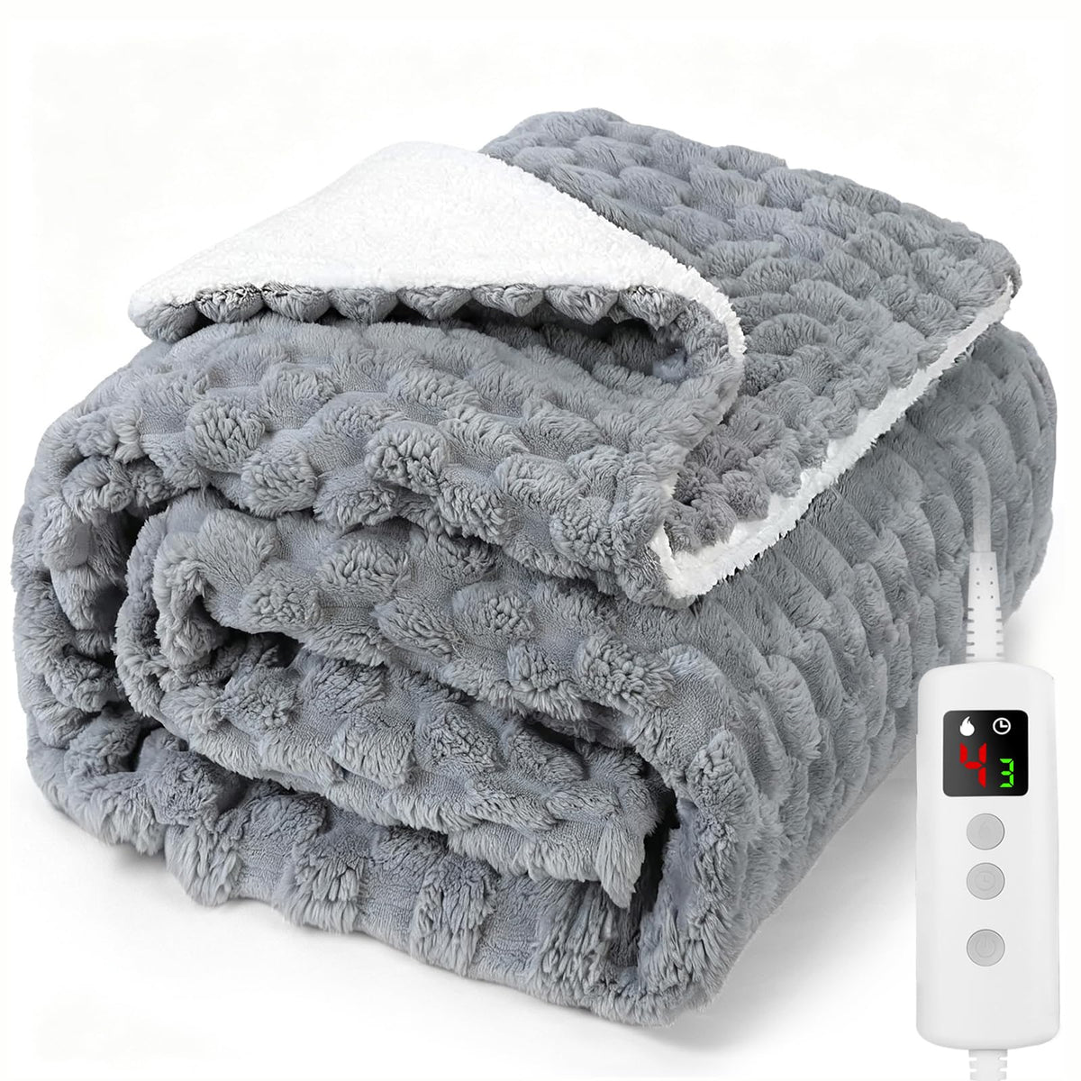 Heated Blanket Electric Throw 160x130CM, Dark Grey, Heating Blanket