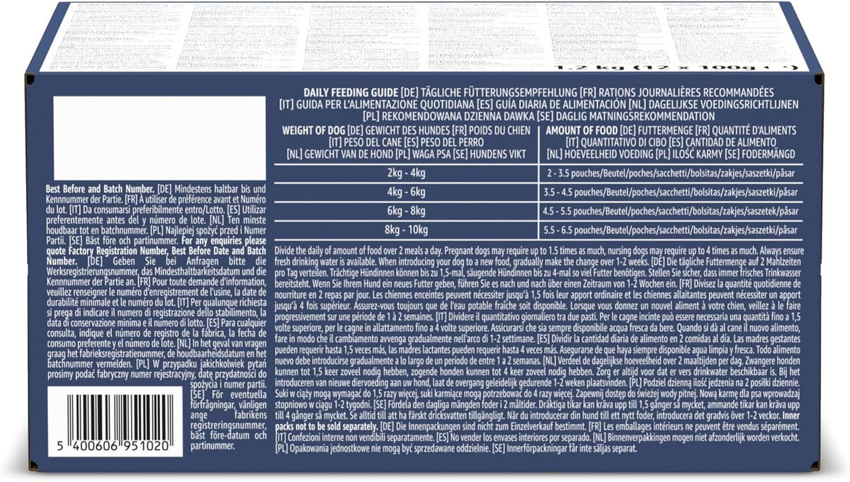 by Amazon Complete Wet Food for Adult Dogs, Meat Selection in Gravy, 4.8 kg (48 pouches of 100g)