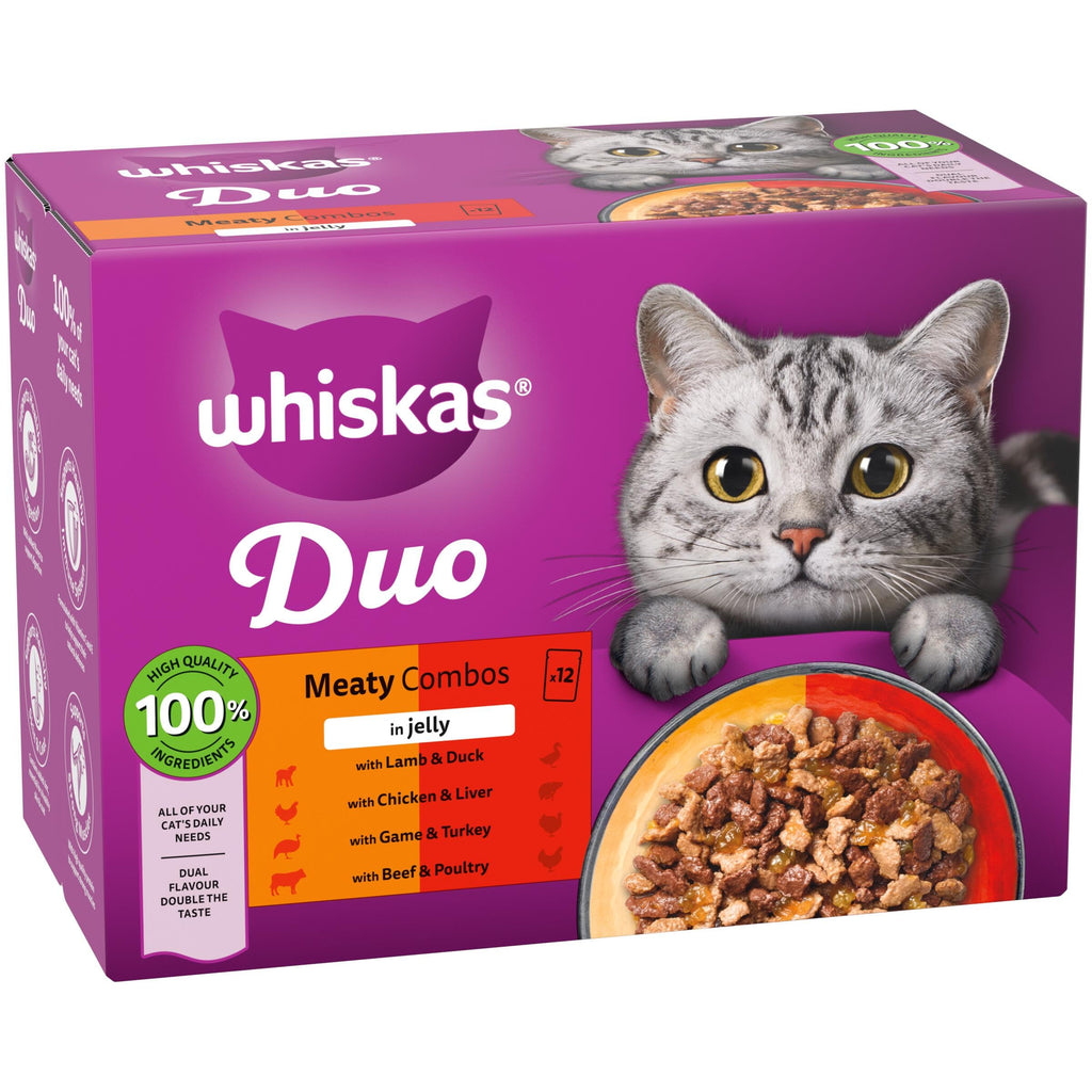 WHISKAS DUO Adult Wet Cat Food in Jelly 40x85g Surf & Turf