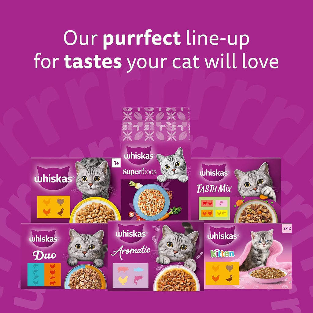 WHISKAS Senior 7+ Wet Cat Food in Jelly 40x85g Poultry Feasts