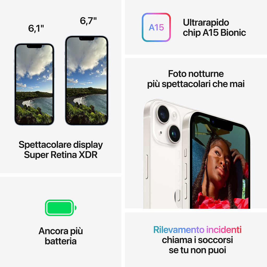 Apple iPhone 14, 128GB, Starlight (Renewed)