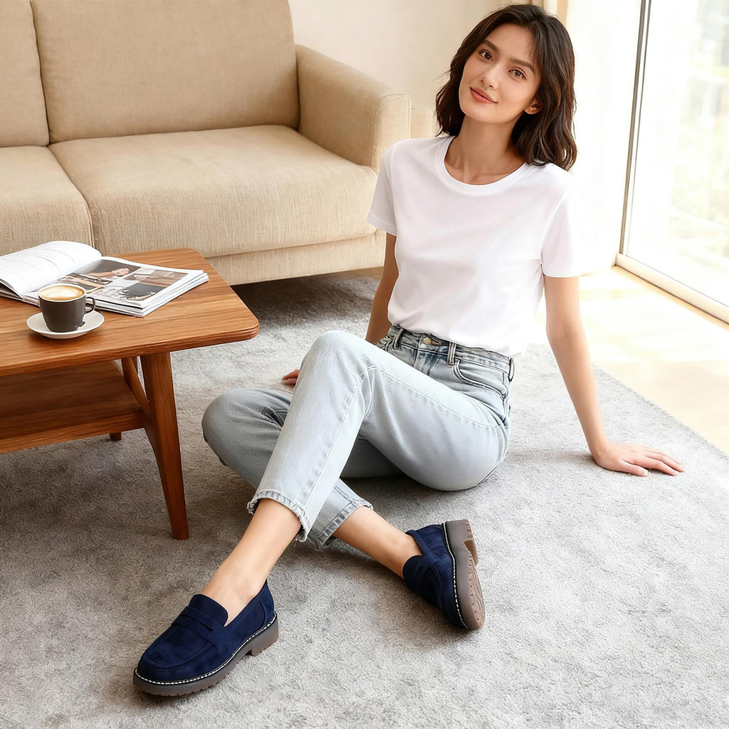 Womens Loafers Shoes Platform Chunky Penny Loafer Lug Sole Comfortable Slip On Work Office Business Casual Dressy Fashion Driving Moccasins Women Shoes