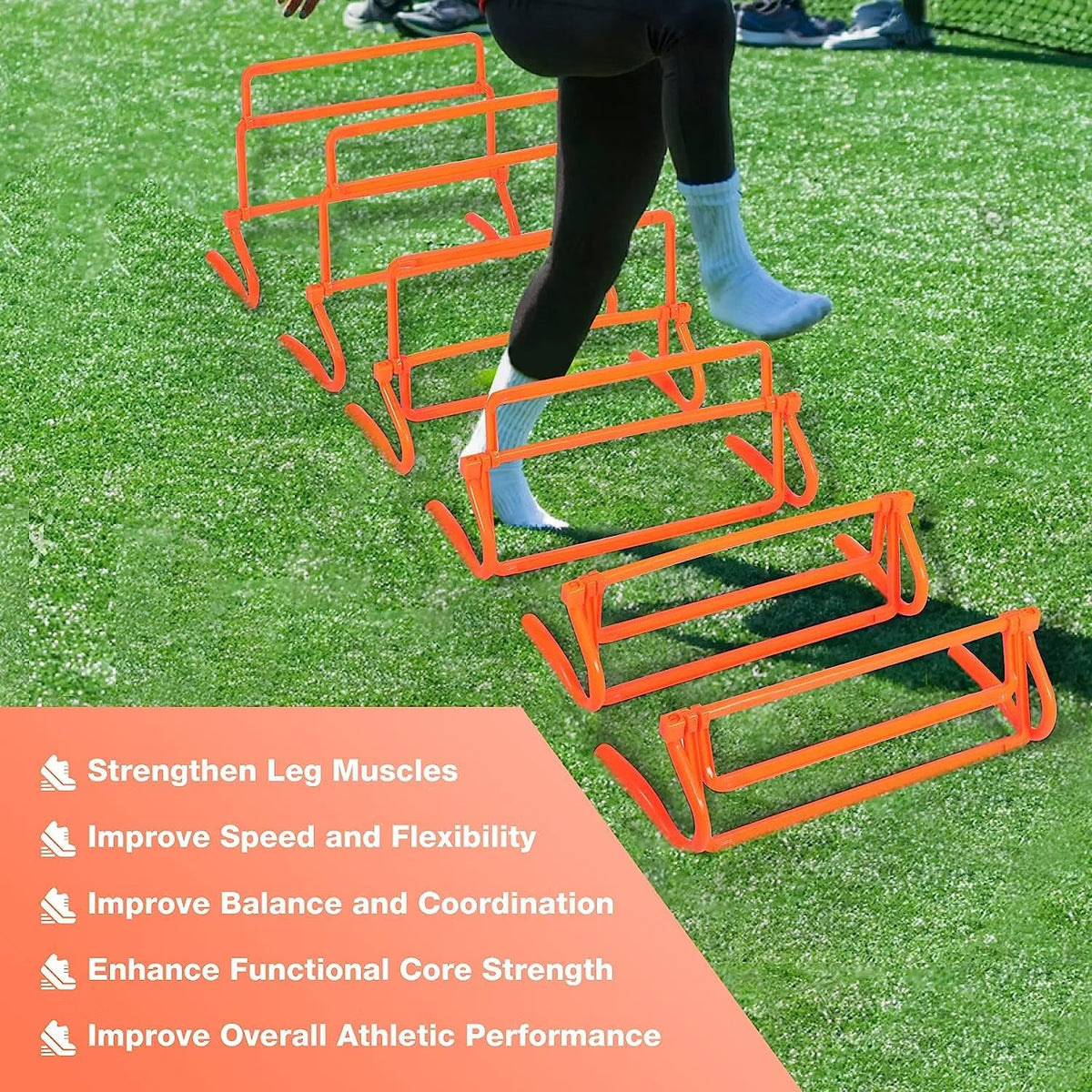 Agility Training Set 6 Hurdles 6m Ladder Cones Adjustable Speed REDCAMP Sports Kit