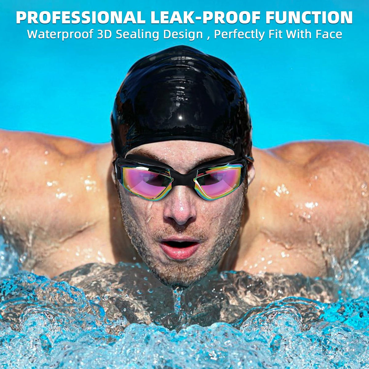 Swim Goggles 2 Pack Anti Fog No Leaking for Adult Women Men