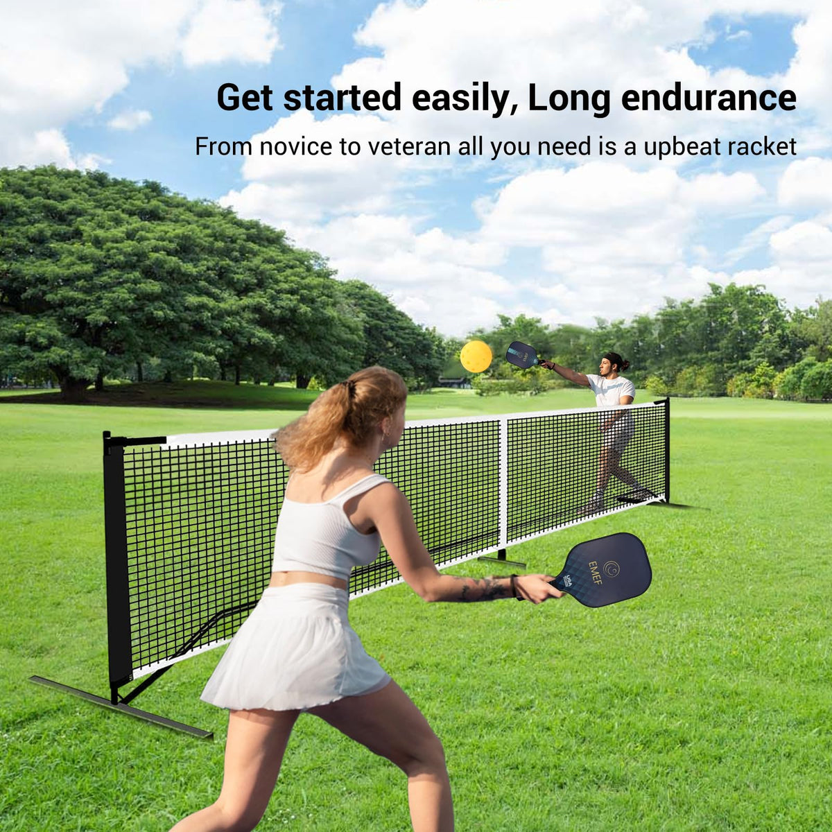EMEF Pickleball Paddle Racket– Carbon Fibre Face, 16mm Honeycomb Core, USAP Standard – Choose: Paddle or Set with Bag & Balls – Beginner to Intermediate