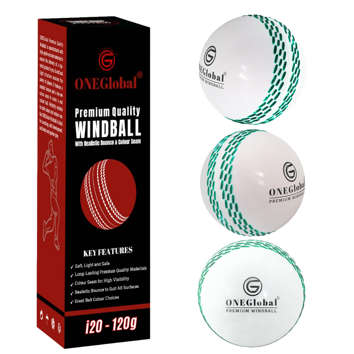 Premium Windball Soft Cricket Ball with Colour Seam | Wind Ball for Outdoor & Indoor Practice, Coaching, Garden & Beach Games