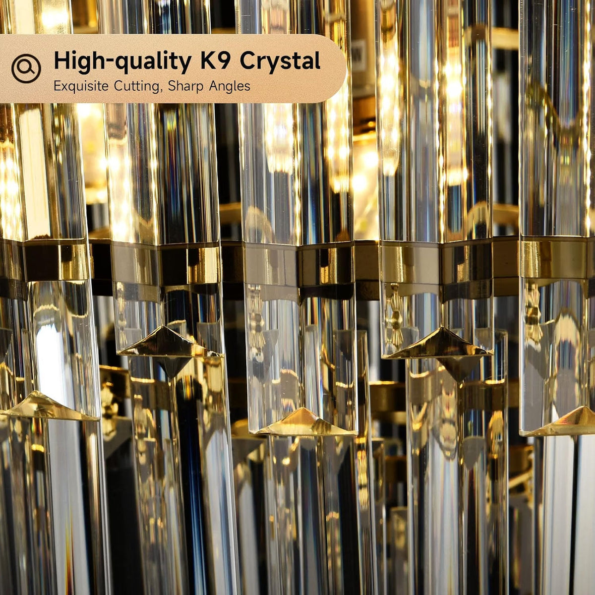Gold Crystal Chandelier 40cm Round Pendant Light E14 4 Light Modern Ceiling Lamp