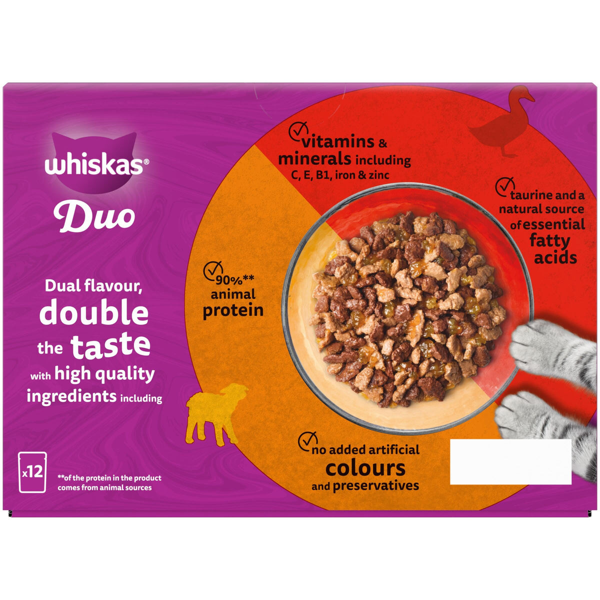 WHISKAS DUO Adult Wet Cat Food in Jelly 40x85g Surf & Turf