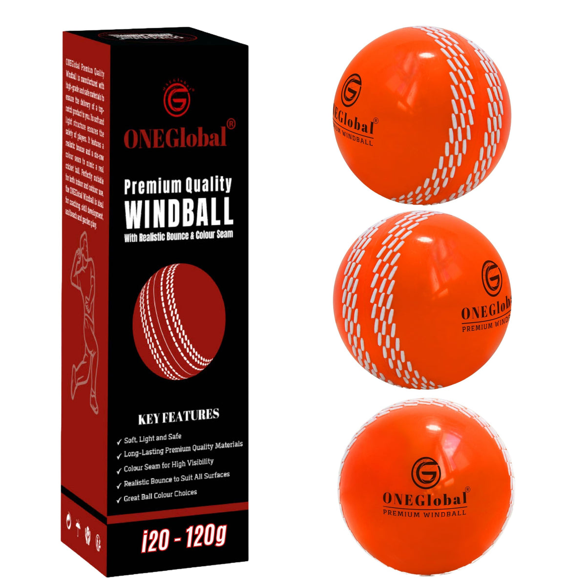 Premium Windball Soft Cricket Ball with Colour Seam | Wind Ball for Outdoor & Indoor Practice, Coaching, Garden & Beach Games