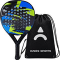ianoni Padel Racket Carbon Fiber Surface with EVA Memory Flex Foam Core Paddle Tennis Racquets -8100-blue and green