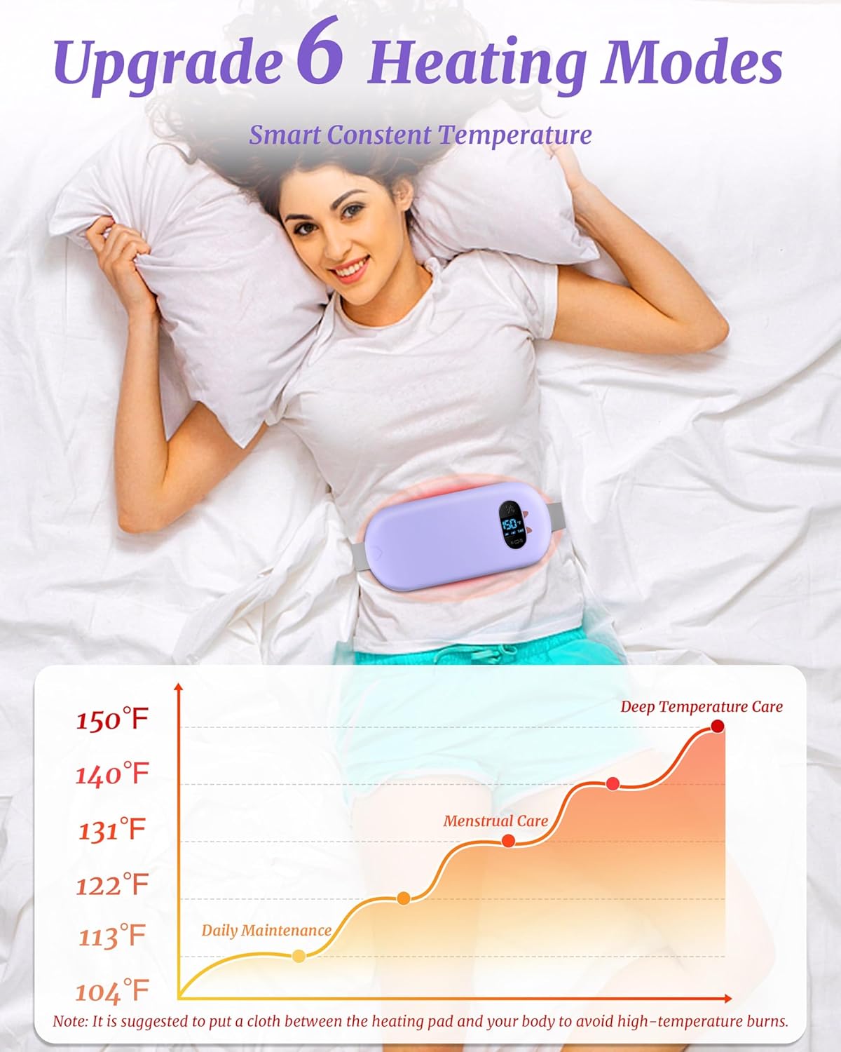 Heated Waist Belt 6 Heat Massage Modes Rechargeable USB Warm Wrap