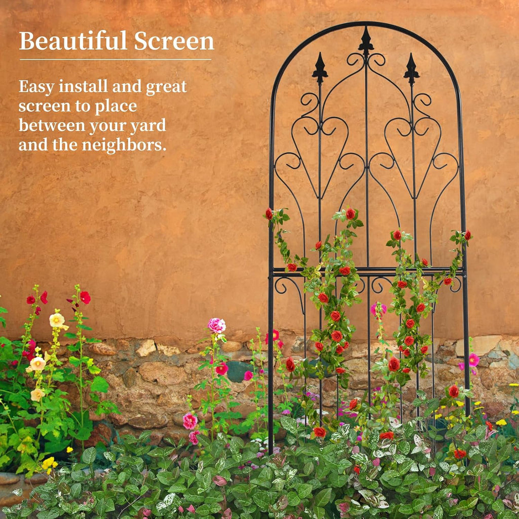 Garden Trellis Metal 180cm Black Rust Resistant Climbing Plant Support SCENDOR