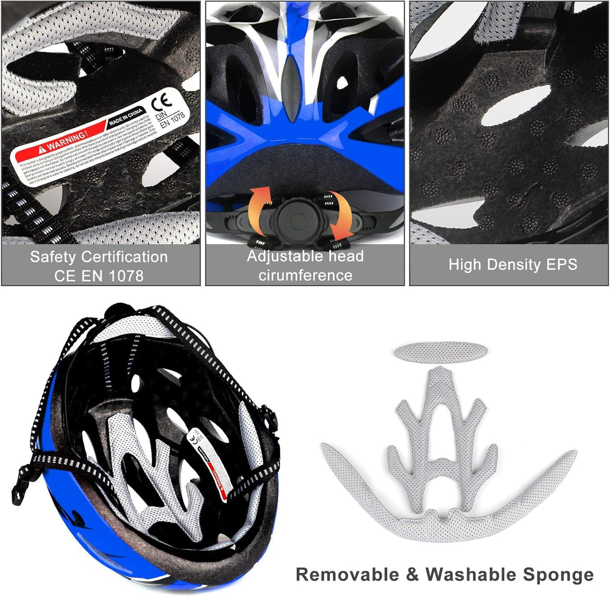 Cycle Helmet, Lightweight Bicycle Helmet, Adjustable Mountain & Road Bike Helmets for Adults, 18 Vents with Adjustable Strap & Detachable Visor for Mens Womens(Head Sizes58-62cm)