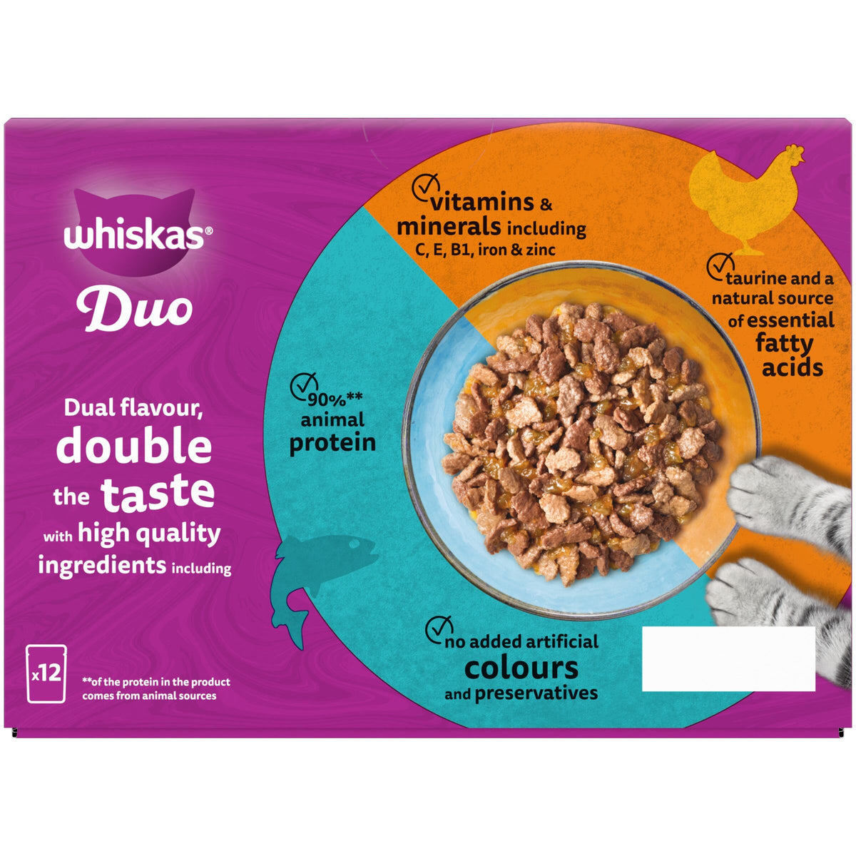 WHISKAS DUO Adult Wet Cat Food in Jelly 40x85g Surf & Turf